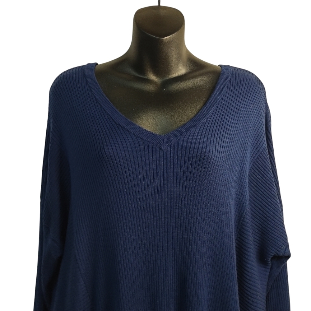 Lane Bryant Sweater Women's Navy Blue V-Neck 3/4 Sleeve High Low Size 14/16 - Picture 4 of 9